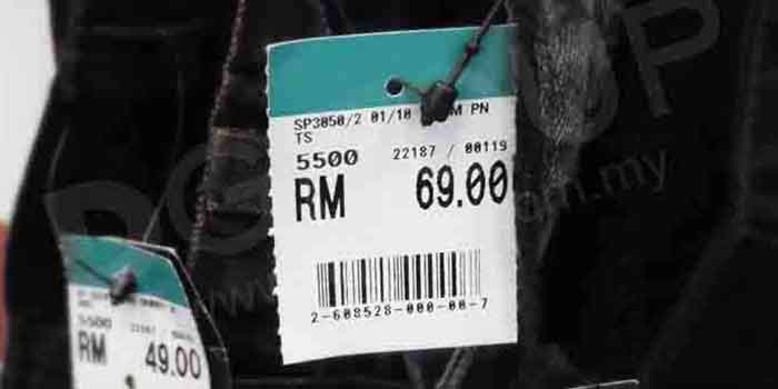 Price Tag, artcard with price barcode Malaysia, Selangor.