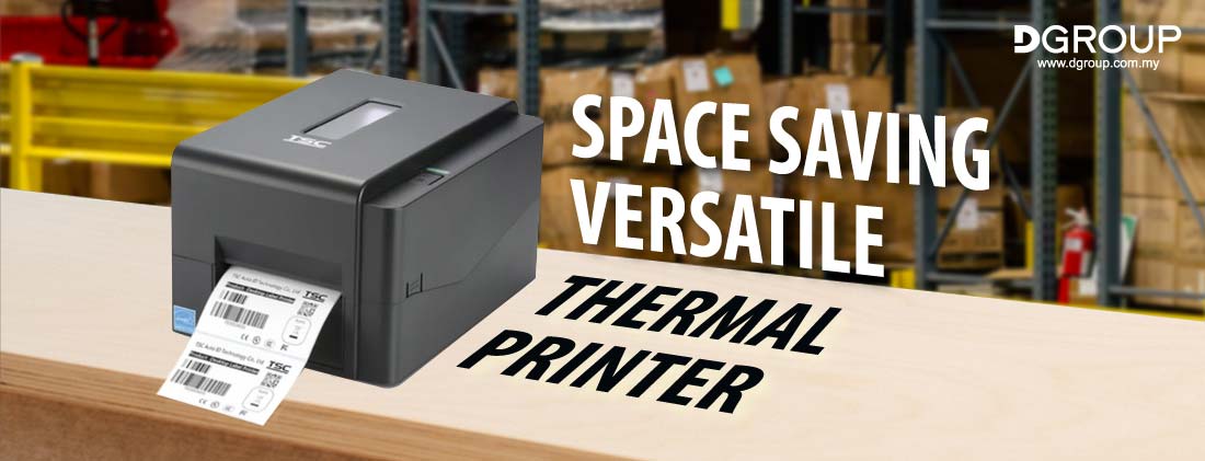 Barcode printer, versatile and space saving.